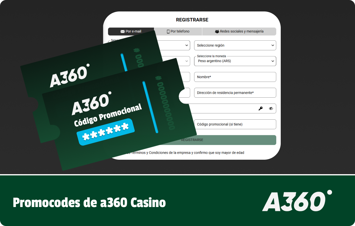 Usa un código promocional de 360 ​​para obtener mayores promociones.