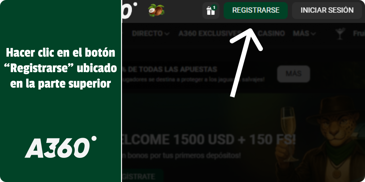 Haz clic en el botón 'Registrarse' - A360 Argentina